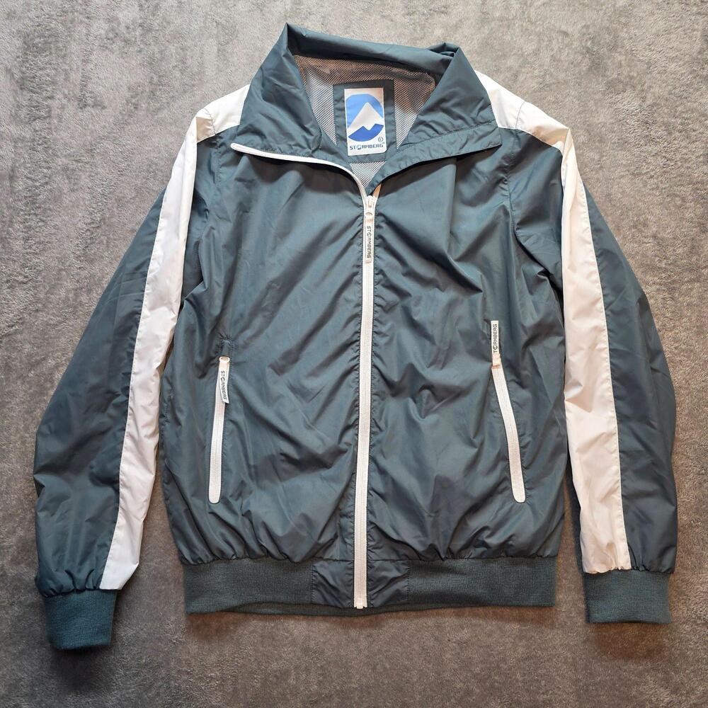 Stormberg Windbreaker Jacket Mens L Green White Full Zip Mesh Lined Lightweight
